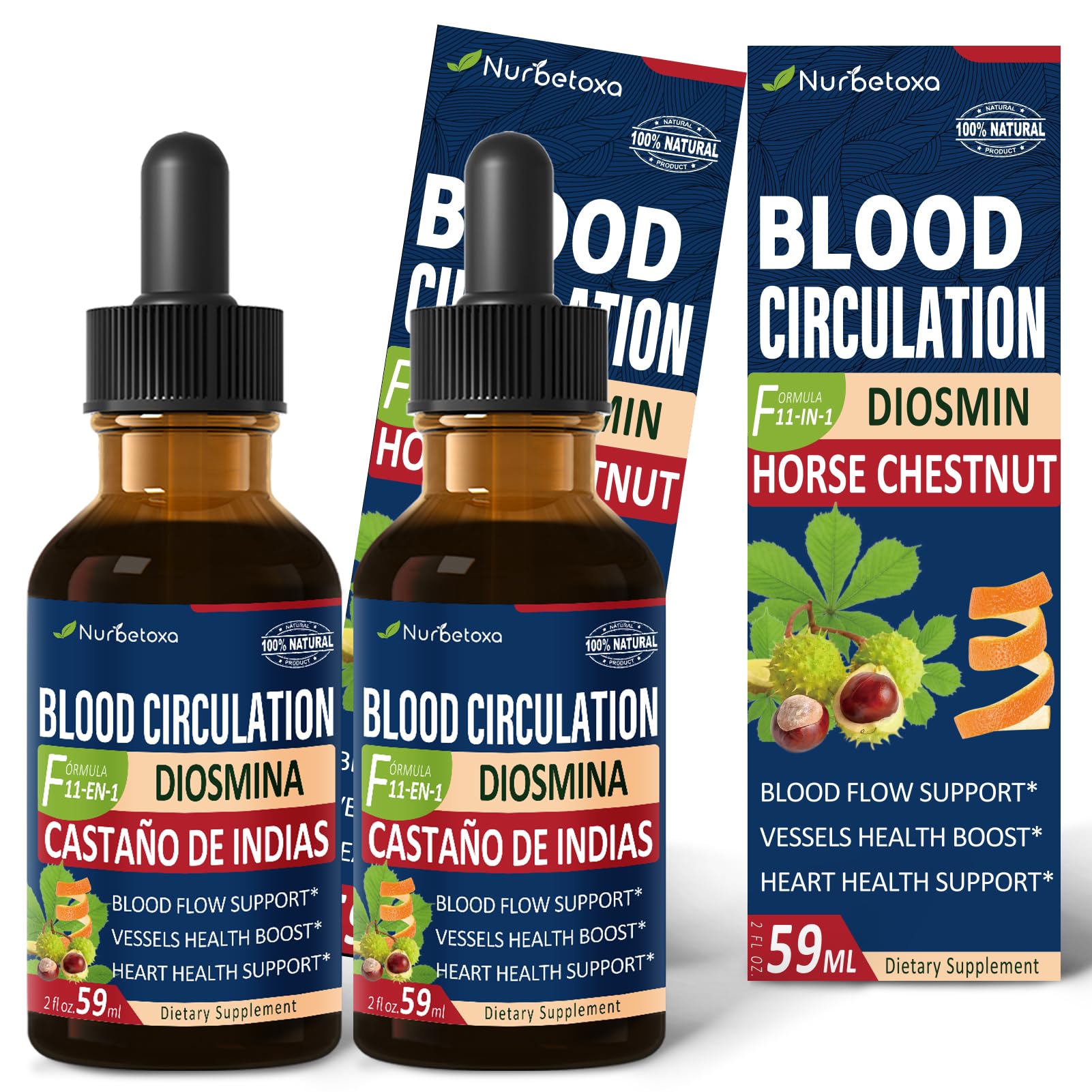 Nurbetoxa blood circulation drops bottle shows herbal blend for daily wellness