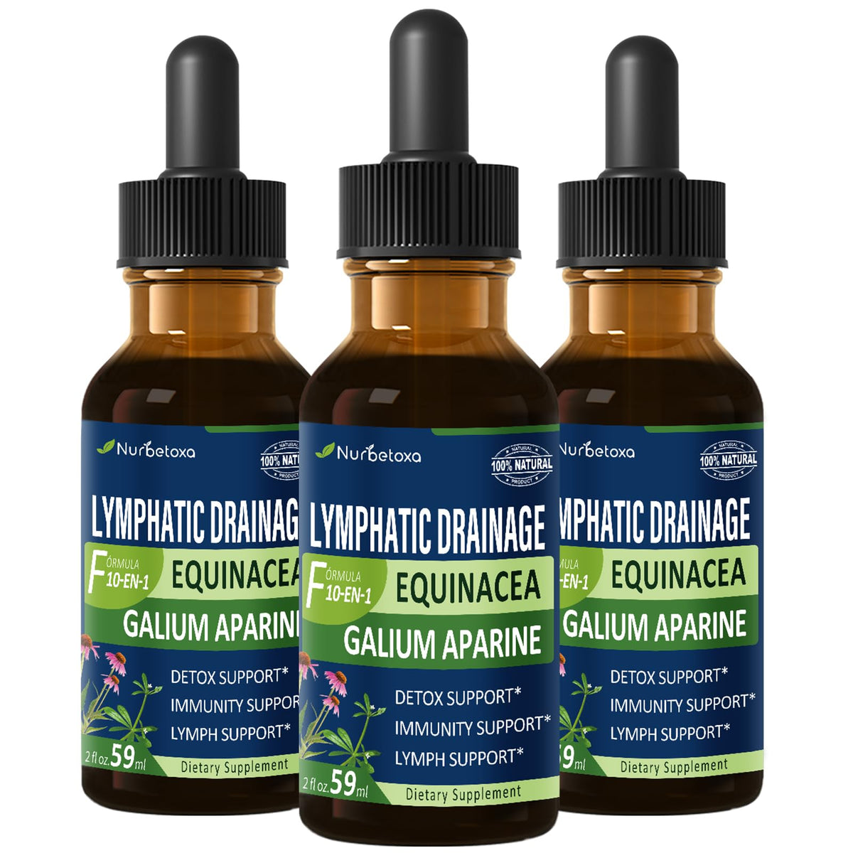 Nurbetoxa Cleavers Drops bottle front with herbal lymphatic blend for potential support