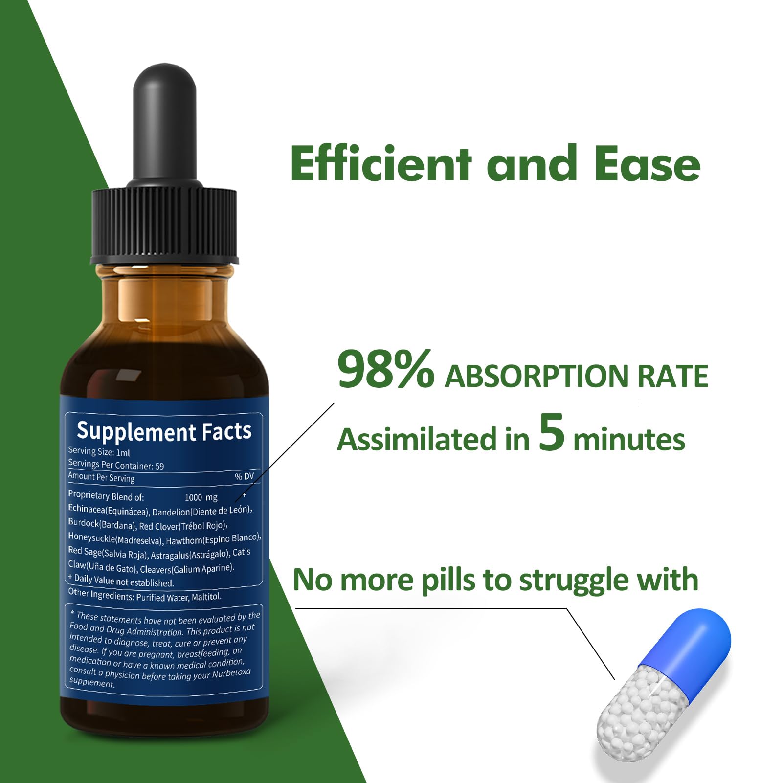 Liquid texture of Nurbetoxa Cleavers Drops in a clear view