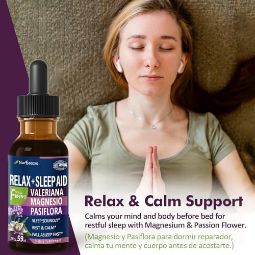 Close view of valerian root and passionflower blend in Nurbetoxa bottle