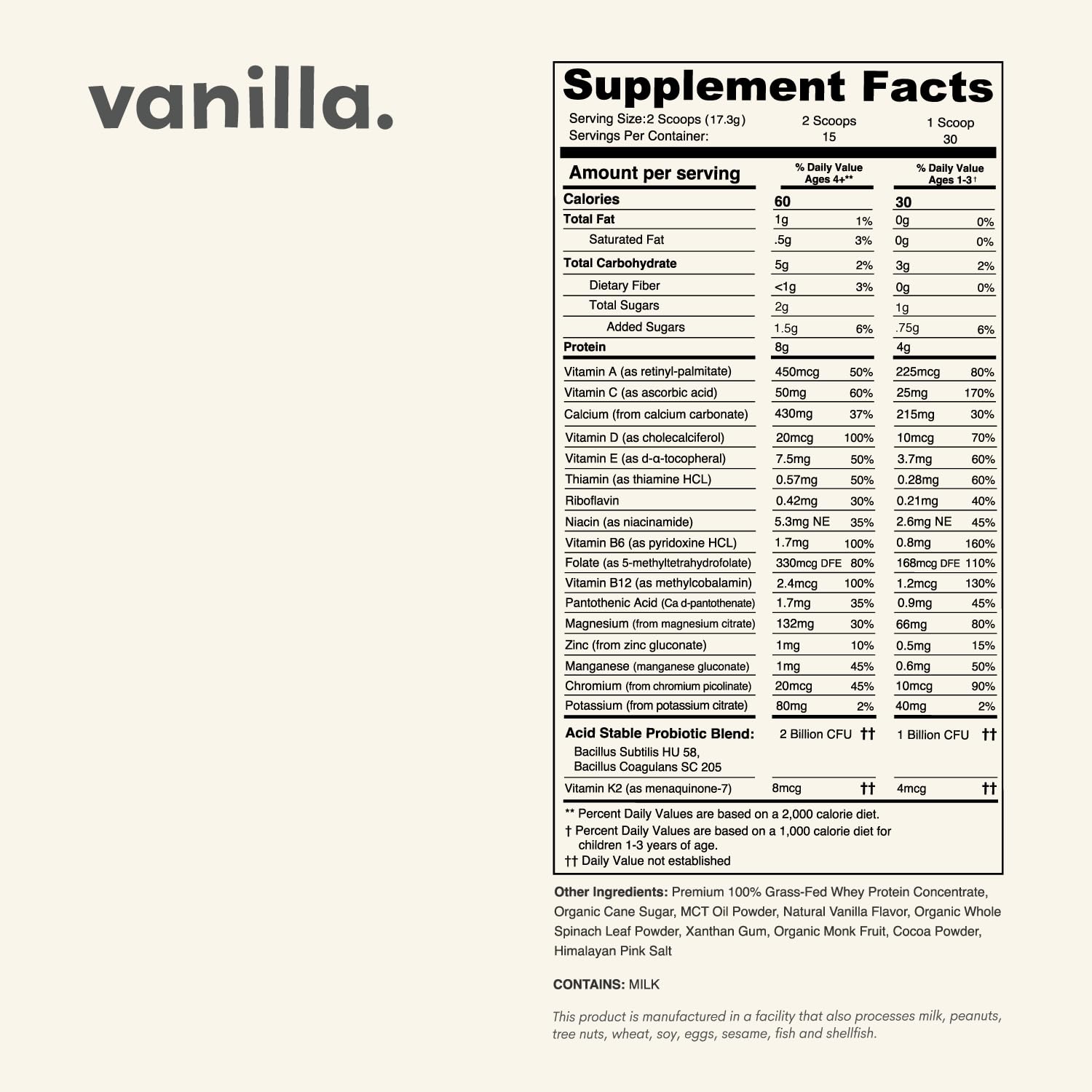 Spinach and probiotics spotlight Nurished Mighty Milk for everyday wellness.