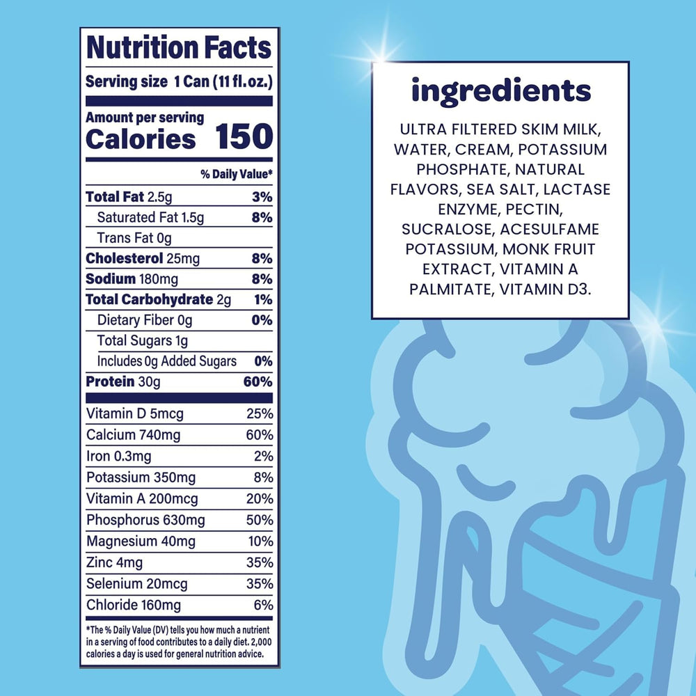 Nurri Ultra Filtered Milk Shake - lactose-free label highlighted.