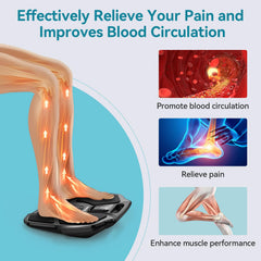 NURSAL EMS Foot Massager remote control and display showing wireless operation