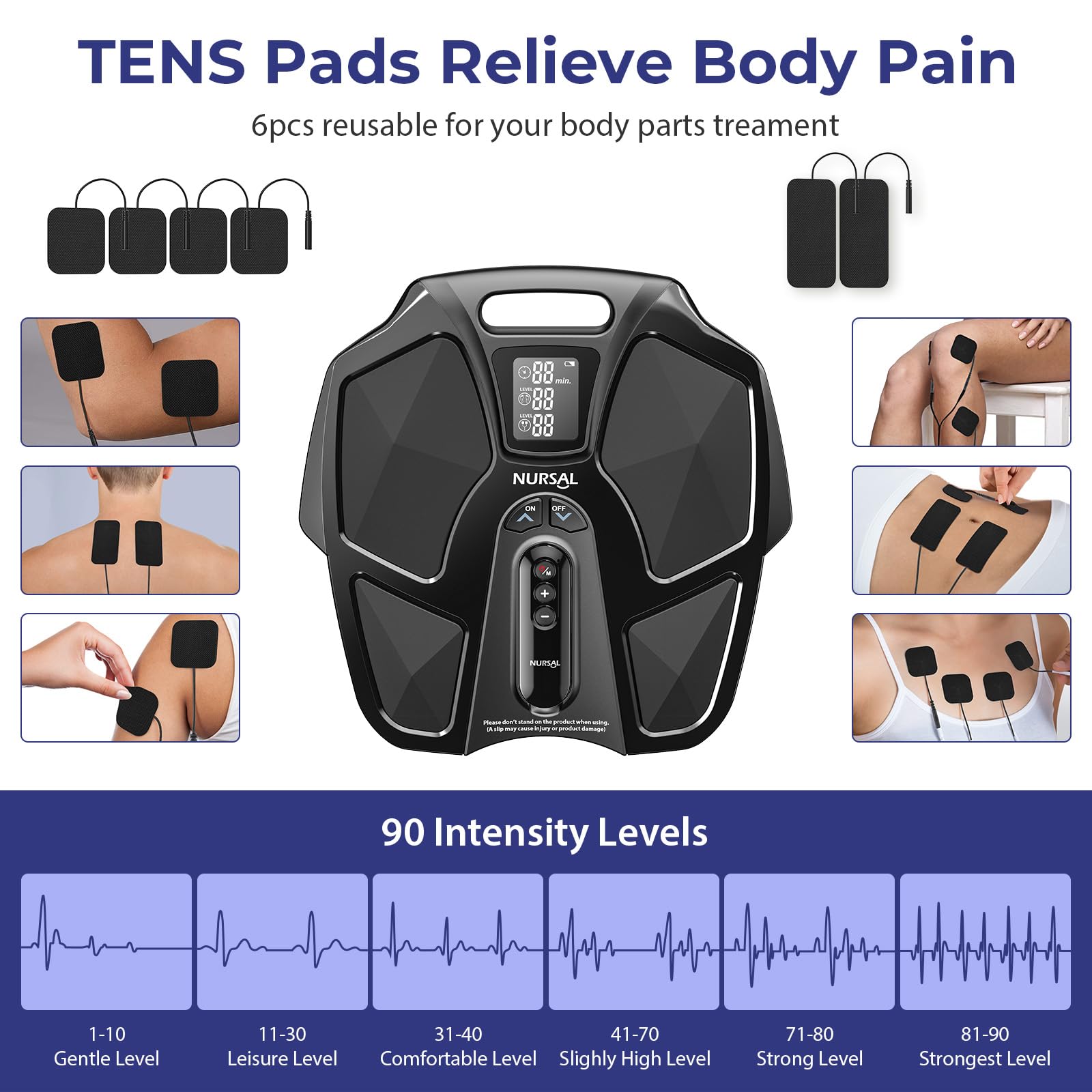 NURSAL Tens EMS Foot Massager remote control allows flexible, hands-free use.
