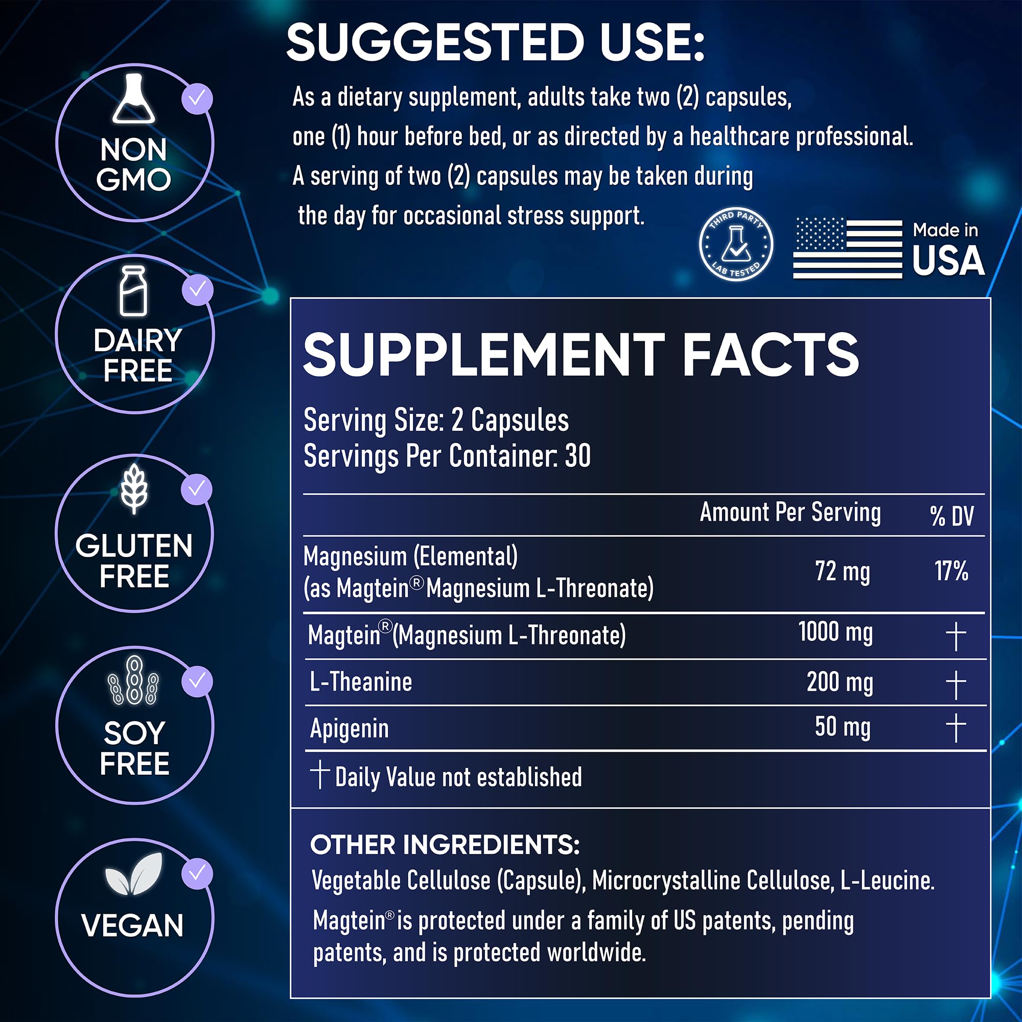 Nurses Nutrition Magtein formula bottle with labeled ingredients for clarity.