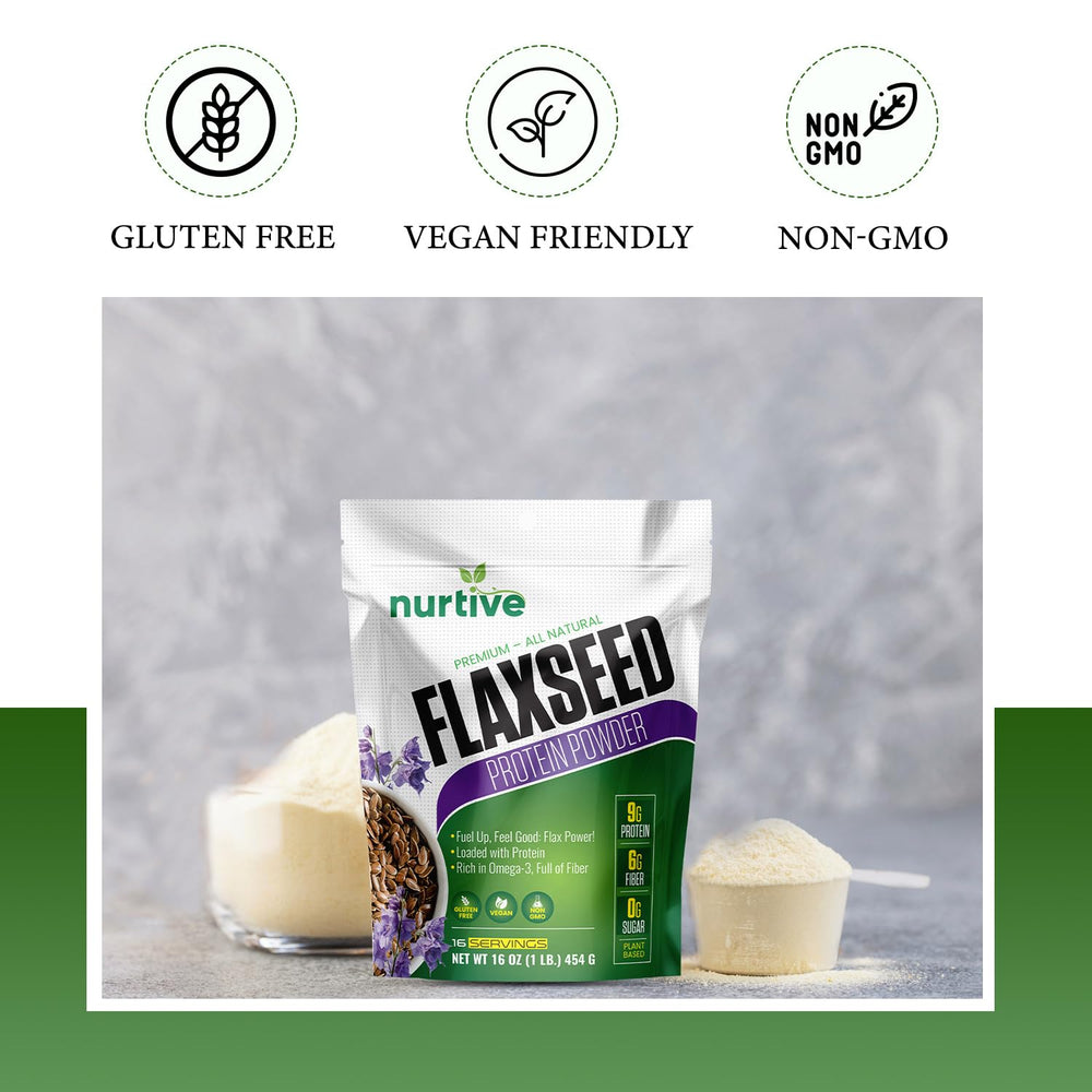NURTIVE flaxseed protein powder in smoothie illustrates versatile nutrition boost.