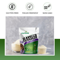 NURTIVE flaxseed protein powder in smoothie illustrates versatile nutrition boost.