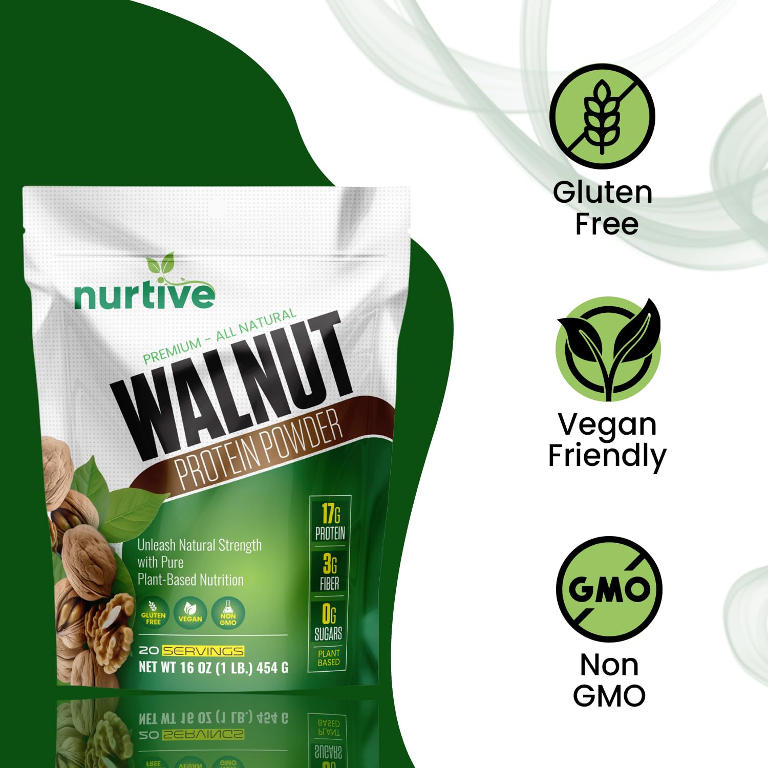 NURTIVE ingredients detail shows walnuts and natural antioxidants