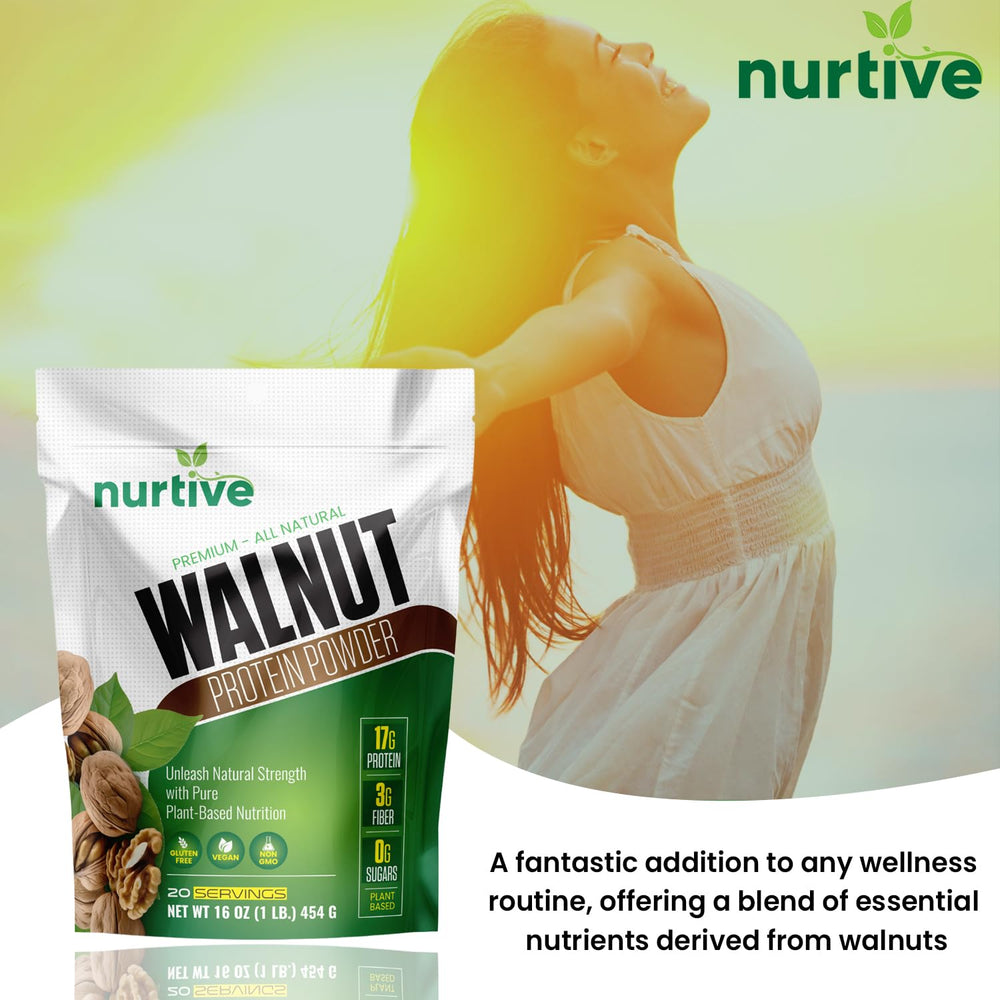 NURTIVE Walnut Protein Powder in a bowl with oats for a hearty breakfast