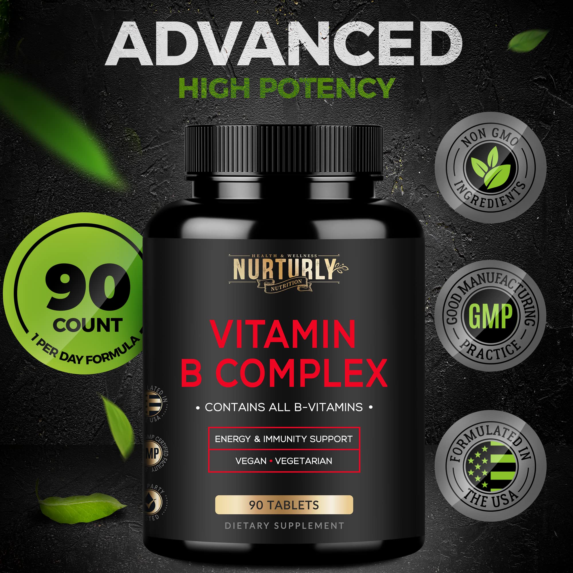 NURTURLY Vitamin B Complex blister pack, travel-ready for daily energy.