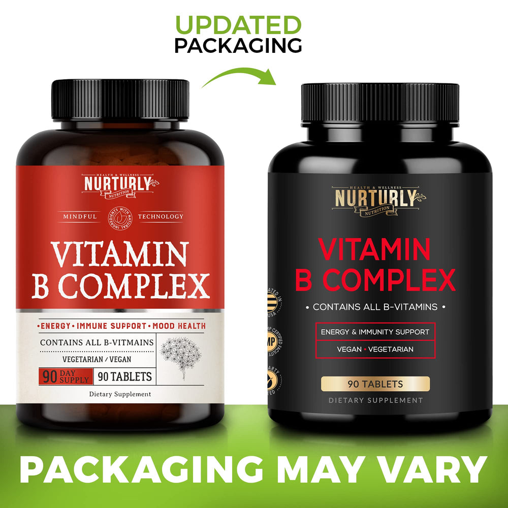 NURTURLY Vitamin B Complex capsule on white background for daily support.