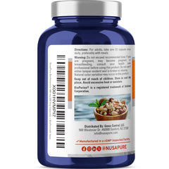 NusaPure Benfotiamine 300mg capsules closeup emphasizes easy-to-swallow vegan form