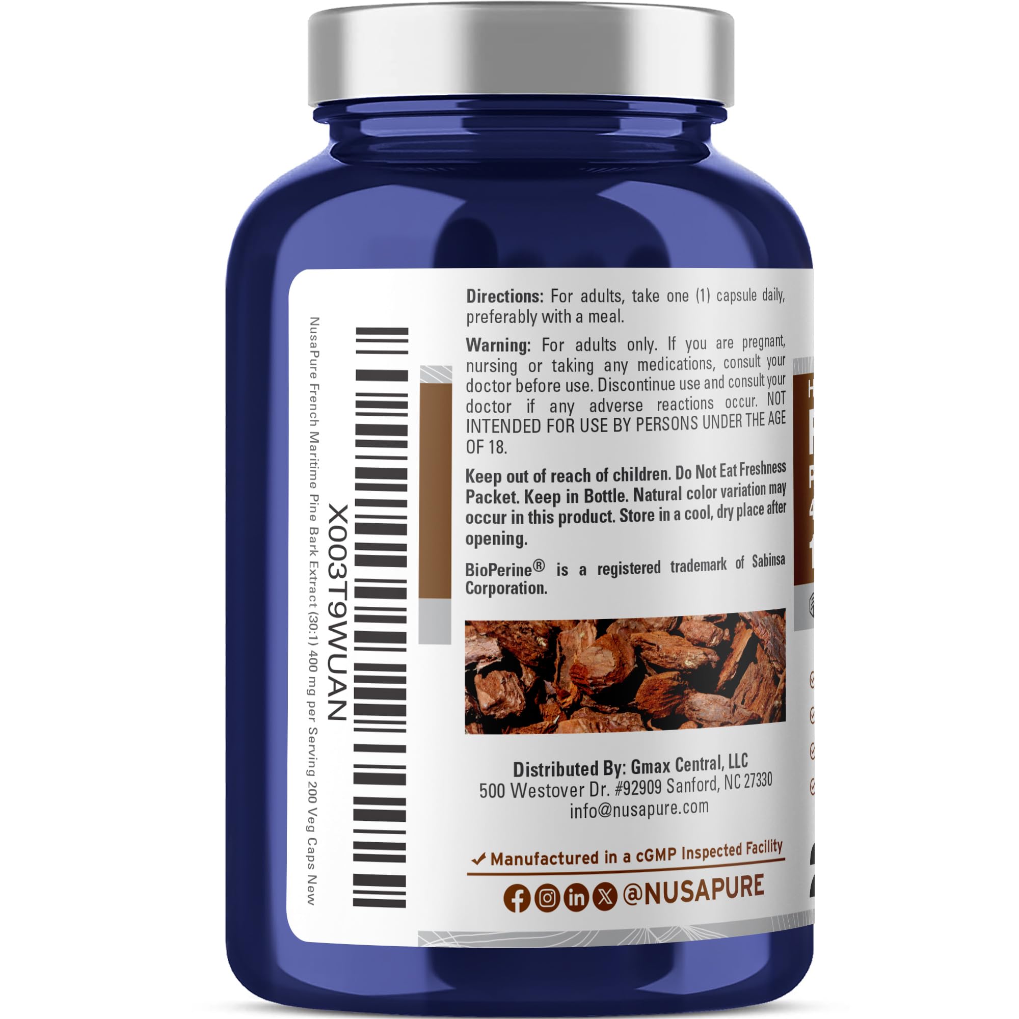 NusaPure Bioperine label; indicates enhanced absorption potential