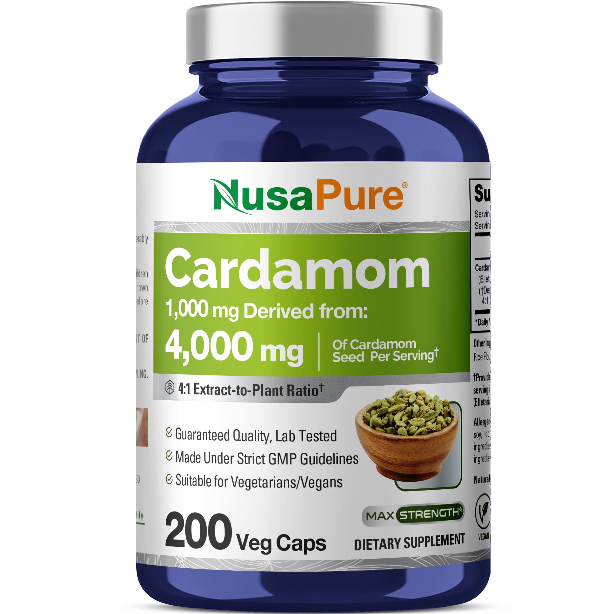 NusaPure Cardamom 4:1 extract bottle, convenient everyday supplement