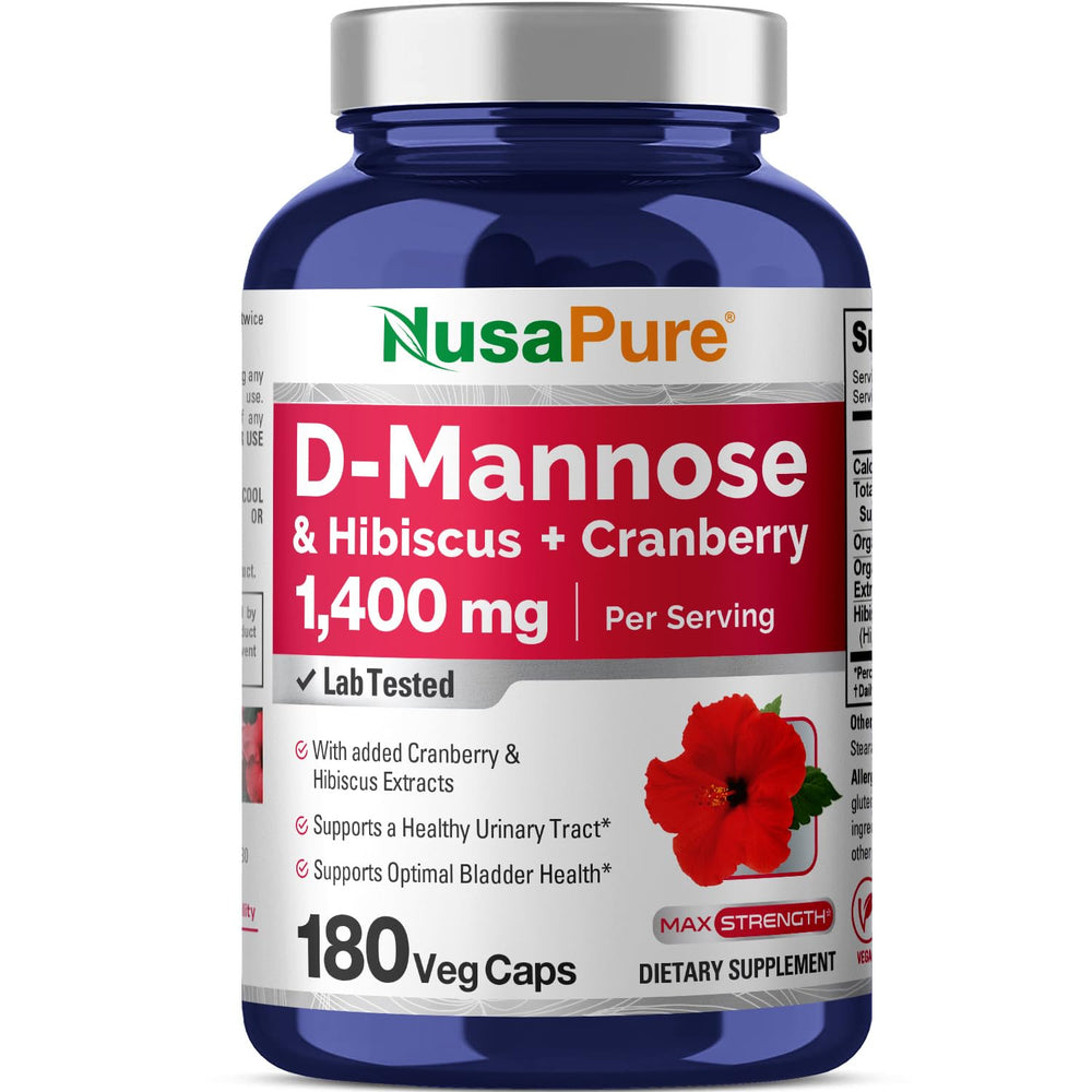 NusaPure D-Mannose Complex bottle and capsules for easy daily use