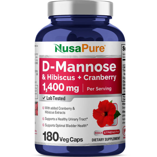 NusaPure D-Mannose Complex bottle and capsules for easy daily use