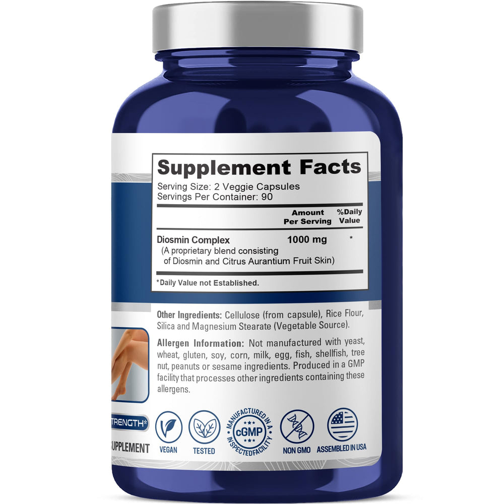 Close-up of NusaPure Diosmin Complex capsules, vegan-friendly
