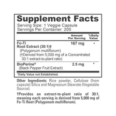 NusaPure Fo-Ti 30:1 extract bottle pour showing capsule form.