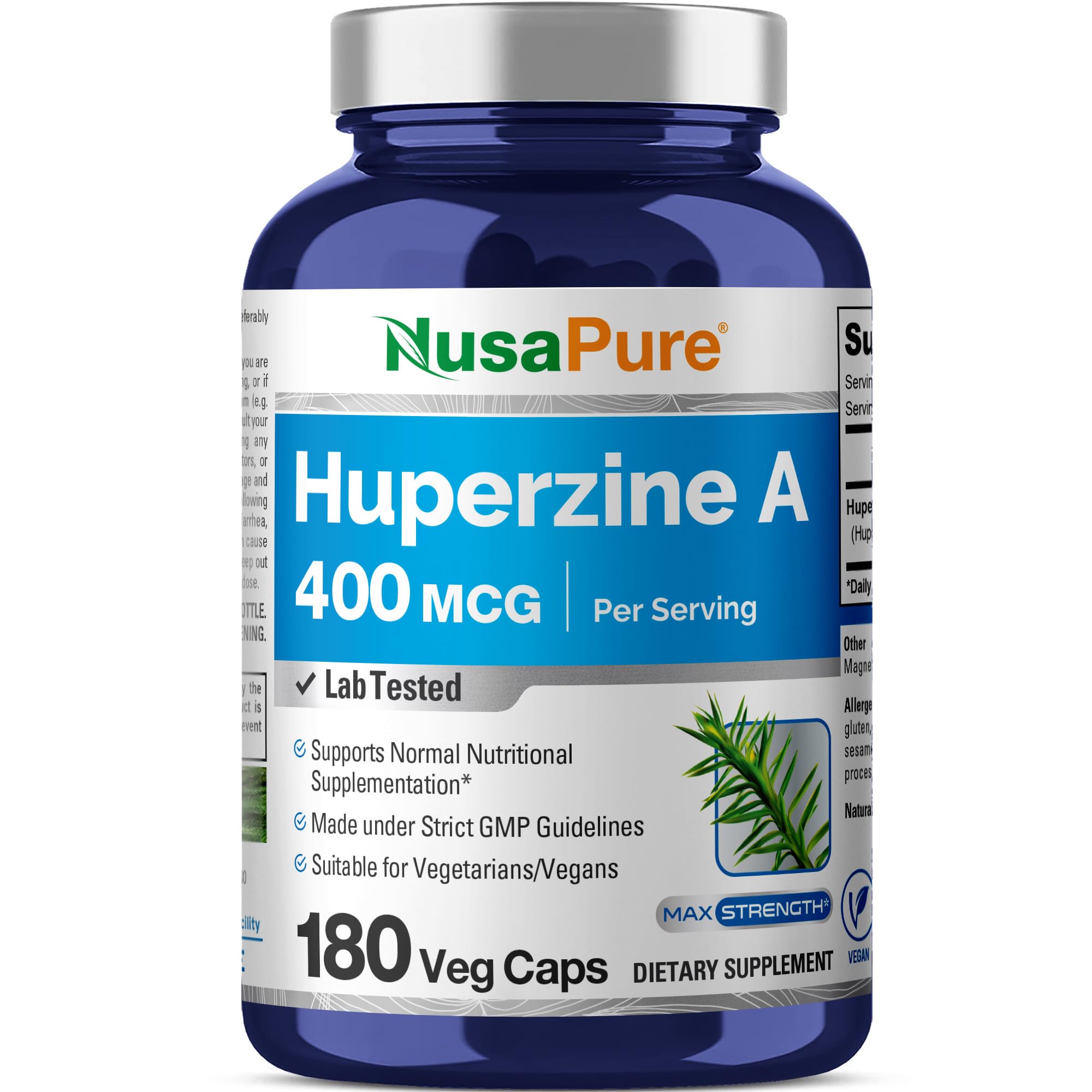 NusaPure Huperzine A 400mcg bottle for daily cognitive support