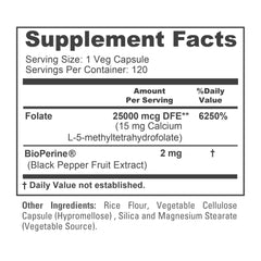 NusaPure L-Methylfolate 15mg vegan symbol on packaging.
