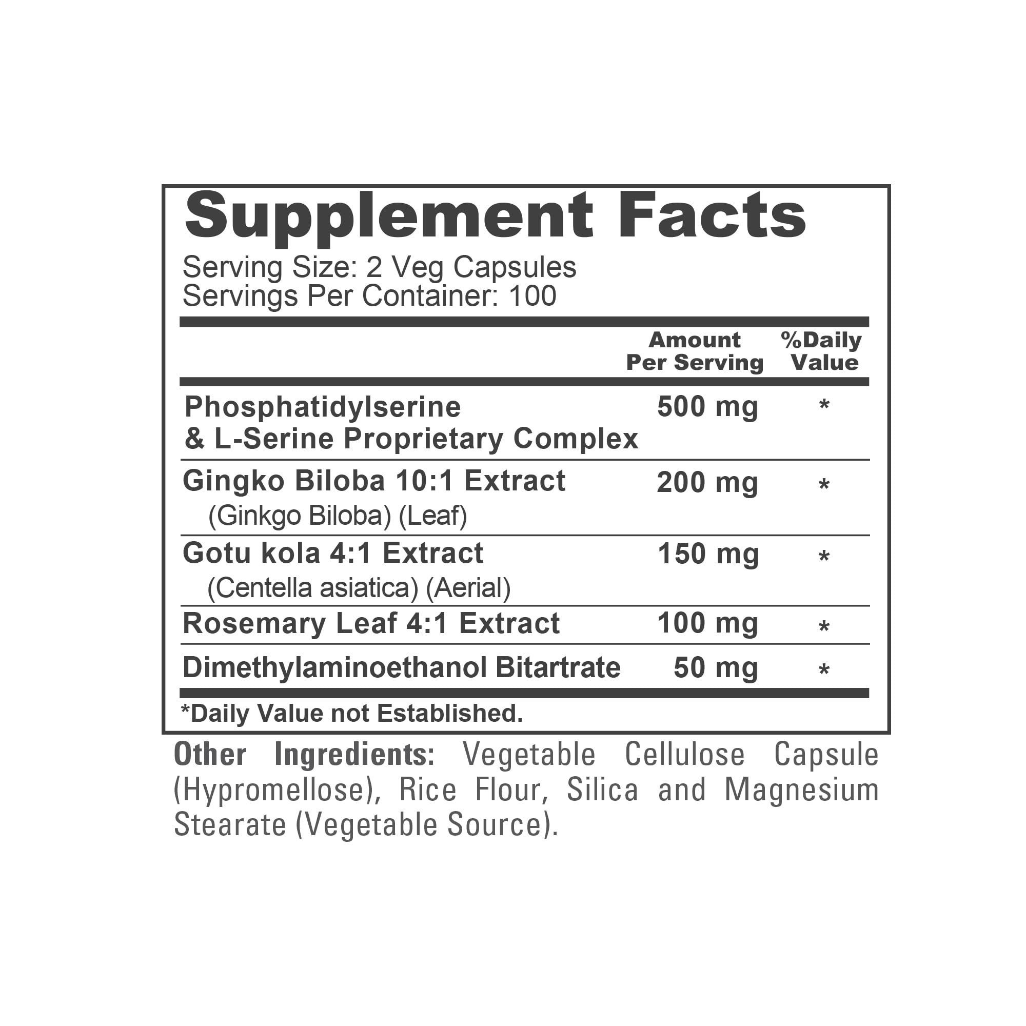 NusaPure Memory Ultimate ingredients panel showing phosphatidylserine and plant extracts.