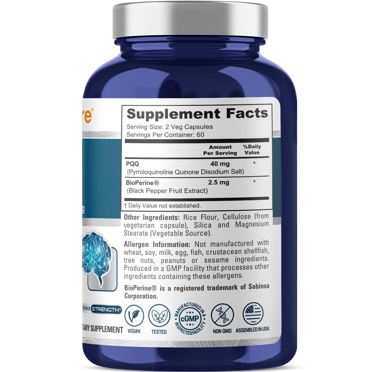 Close-up of NusaPure PQQ capsules ready for daily use.