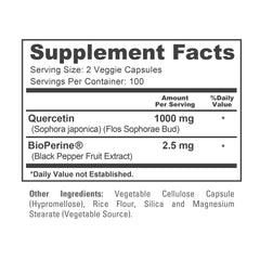 NusaPure Quercetin vegan symbol indicates plant-based, Non-GMO formula