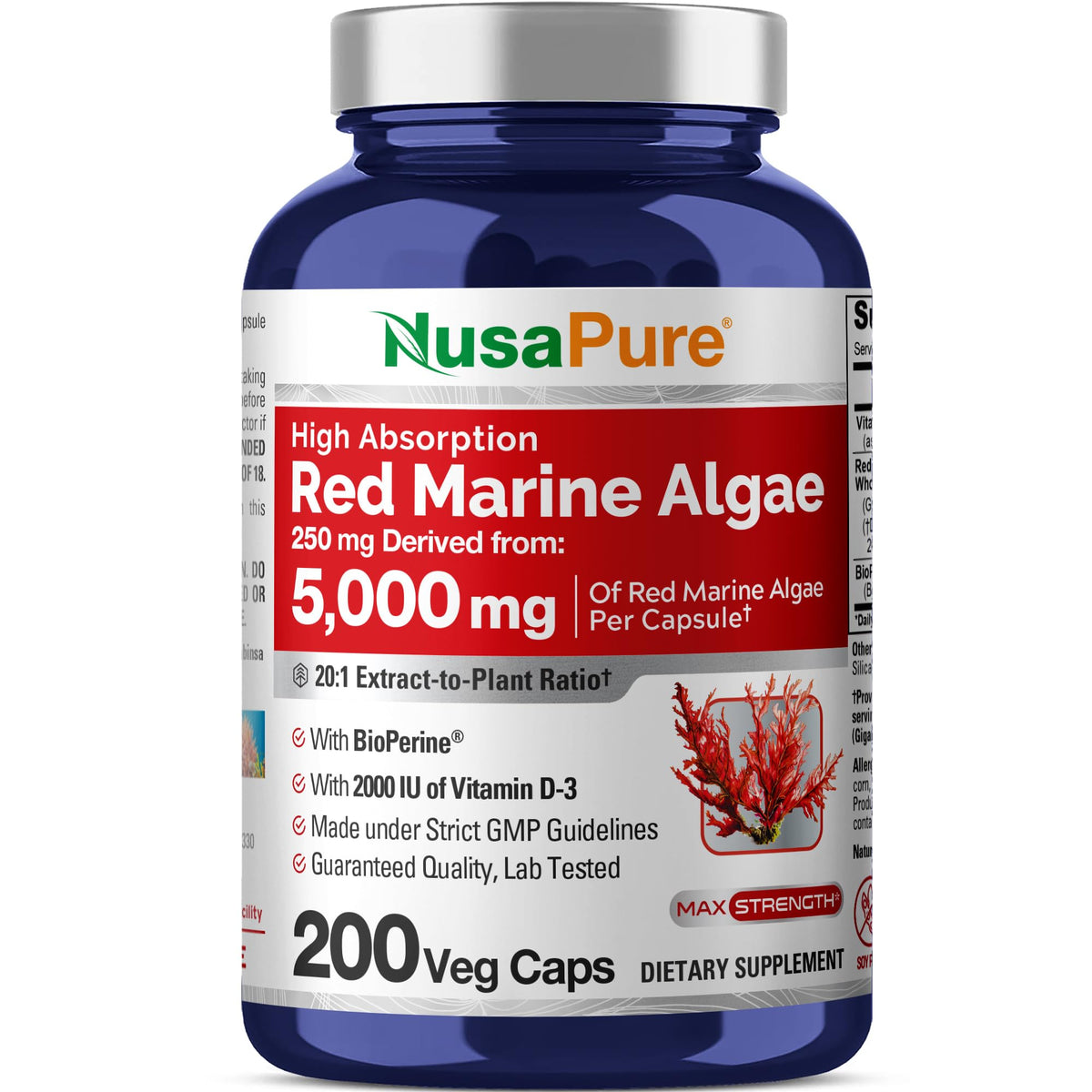 NusaPure Red Marine Algae 20:1 bottle for daily wellness