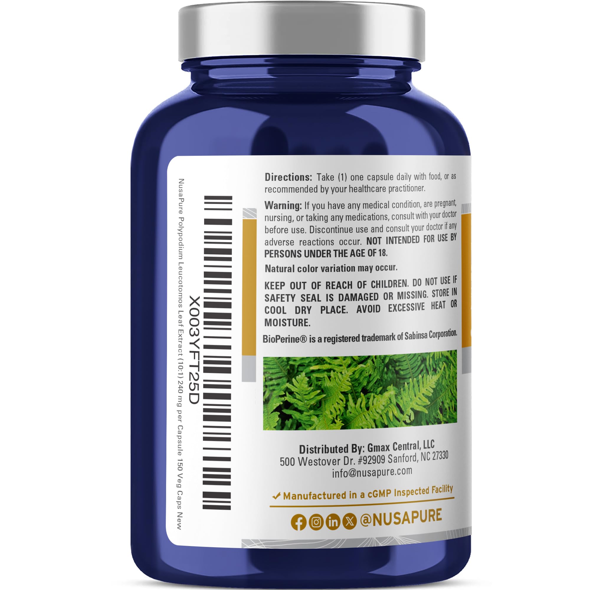 NusaPure 150-count veggie capsules container ready for daily routine.
