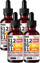 NUSAVA B12 Drops bottle front highlighting potency for energy support.