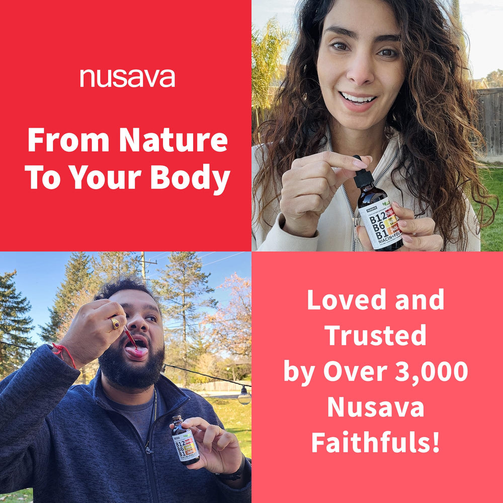 NUSAVA B12 drops gluten-free formula for sensitive diets