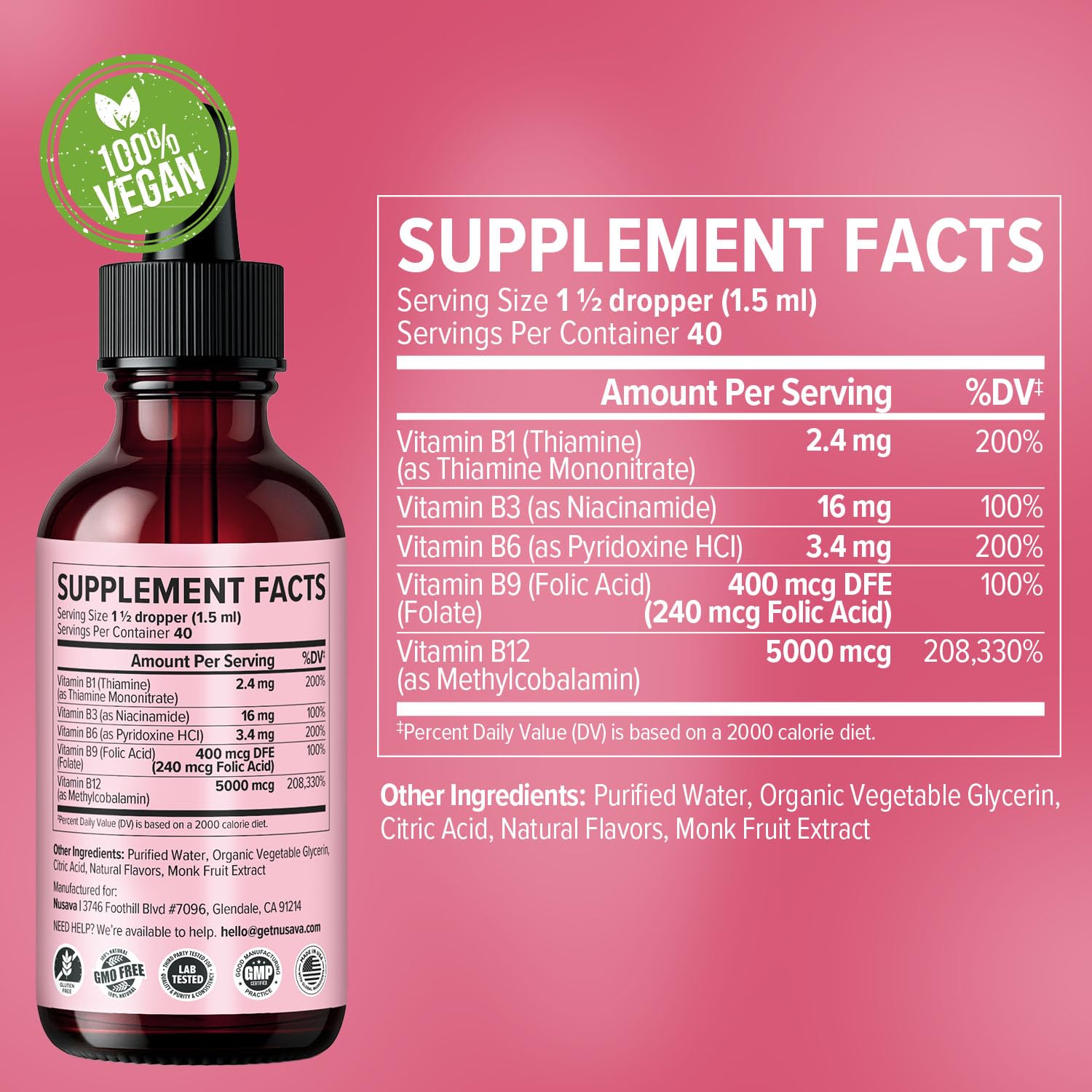 NUSAVA B12 Drops under-tongue administration for quick uptake.