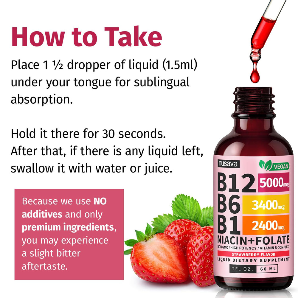 NUSAVA B12 Drops USA-made product seal.