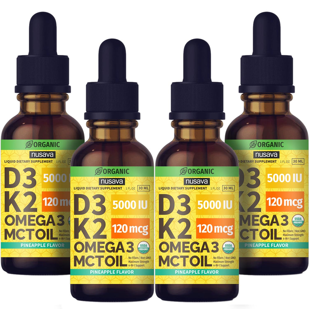 NUSAVA D3 K2 drops pour to showcase quick absorption and convenience.