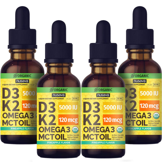 NUSAVA D3 K2 drops pour to showcase quick absorption and convenience.