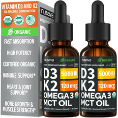 NUSAVA D3 K2 Drops bottle 2oz for easy daily intake and fast absorption