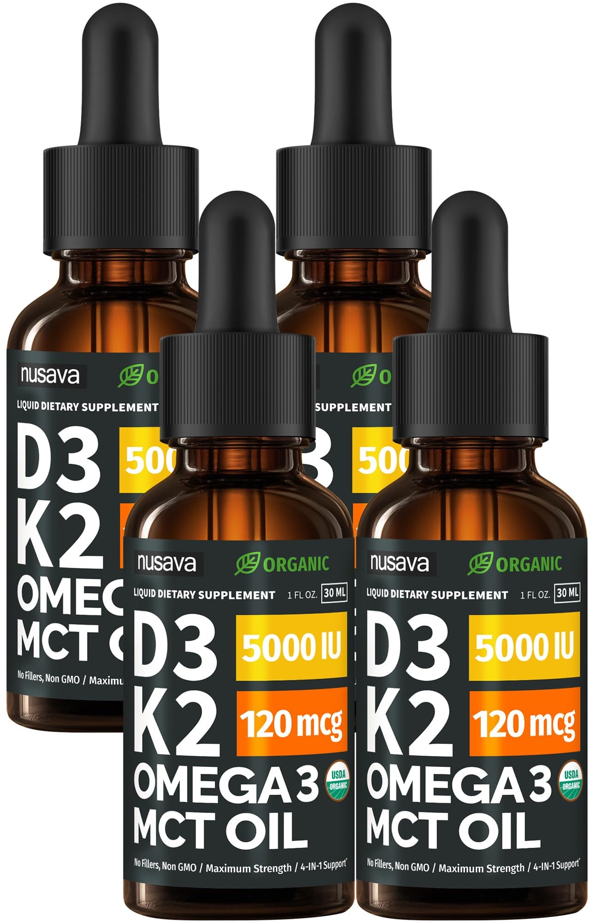 NUSAVA D3 K2 drops bottle pour for precise dosing and smooth liquid delivery