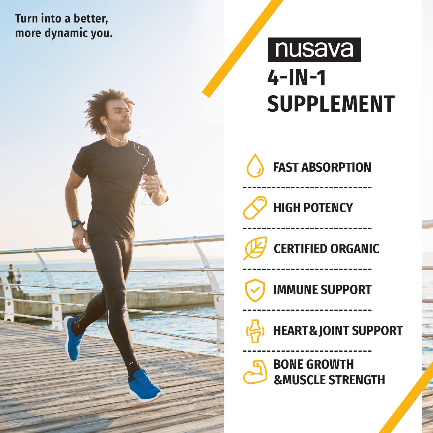 NUSAVA label closeup highlights non-GMO, clean ingredients for trust.