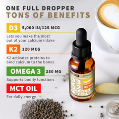 NUSAVA Vitamin D3 K2 drops label front highlighting the high-strength formula.