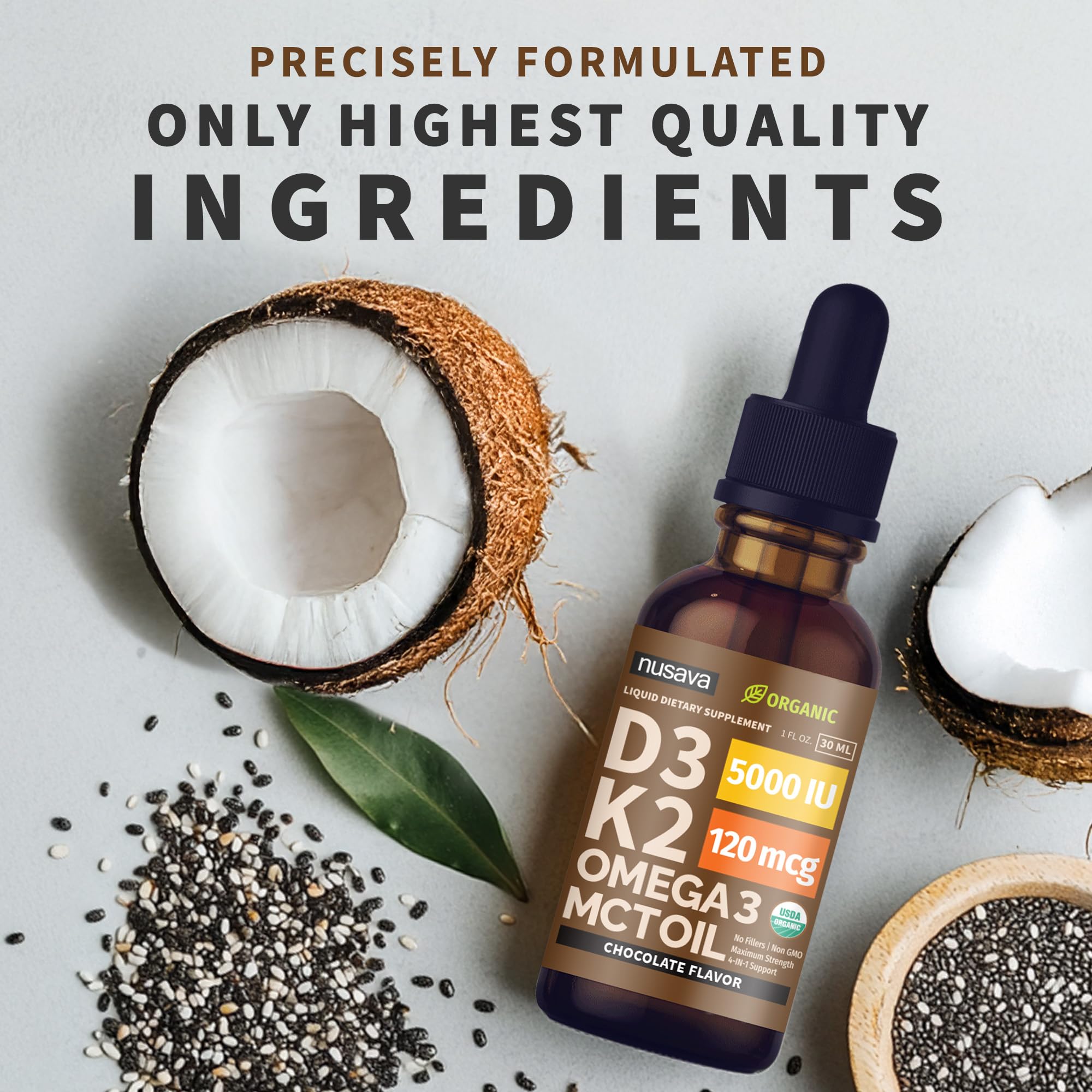 NUSAVA USA-made D3 K2 Drops packaging label