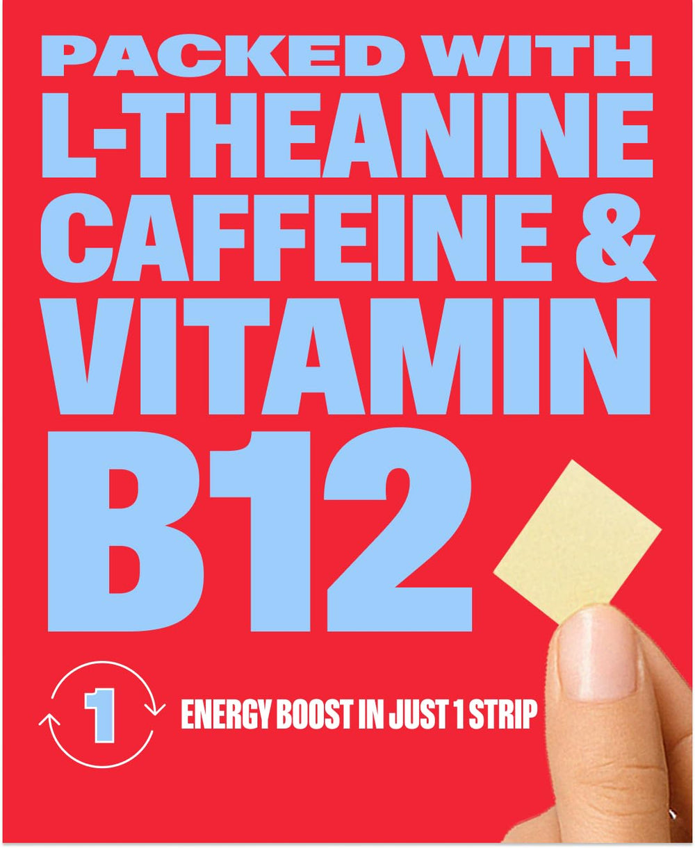 NuStrips 50mg caffeine strip ready for quick morning boost.
