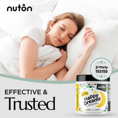 Nuton Happy Dreams sleepy pillow scene hints at restful nights and refreshed mornings.