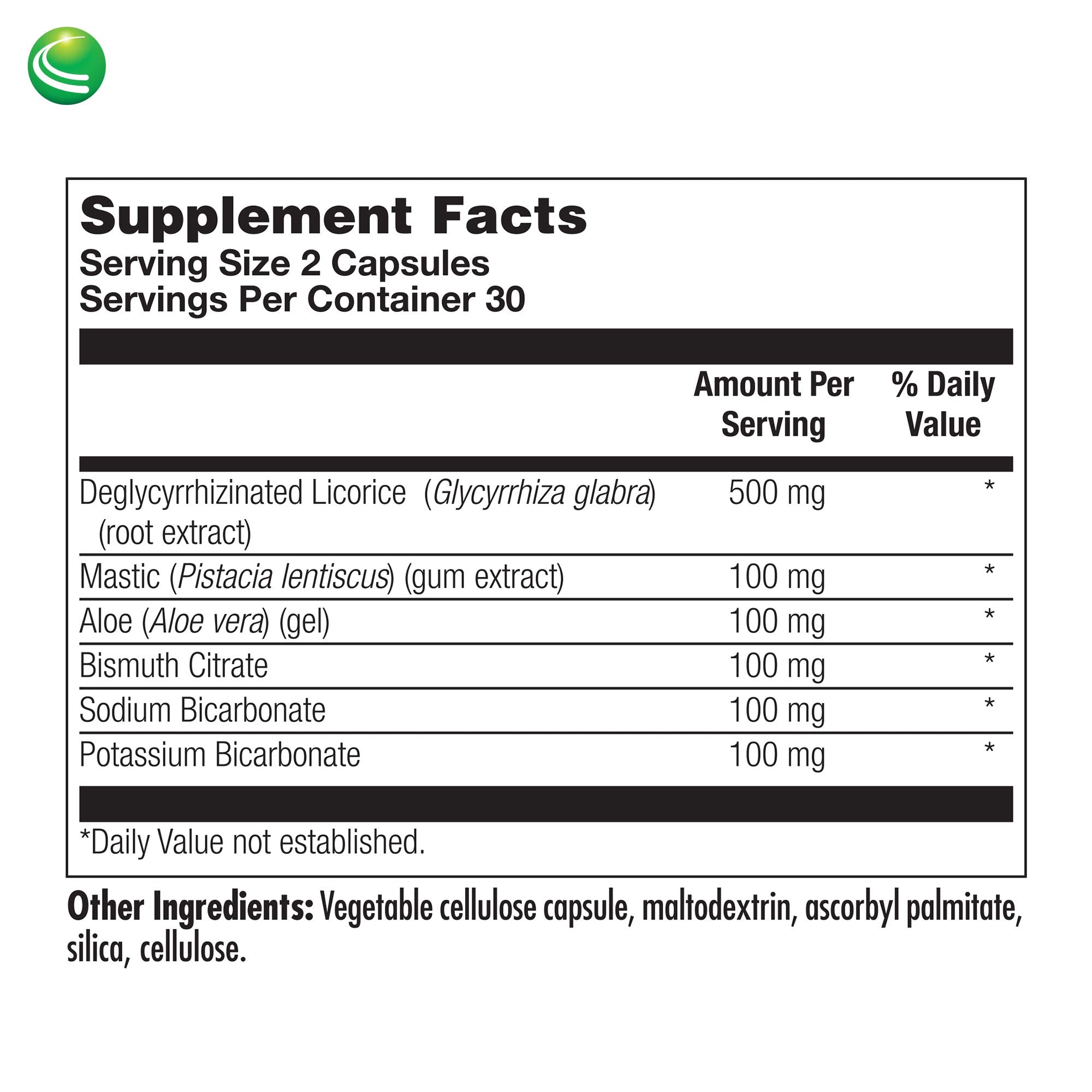 Nutra BioGenesis aloe vera imagery conveys comforting botanicals for occasional stomach discomfort.