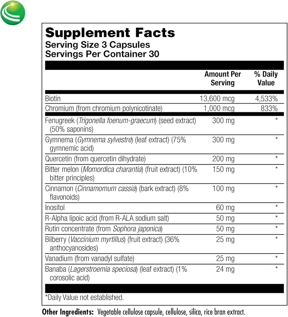 Nutra Biogenesis Diabetone Plus label closeup featuring cinnamon and bitter melon blend.