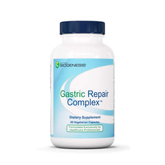 Nutra BioGenesis Gastric Support Complex bottle shows daily digestion support after meals.
