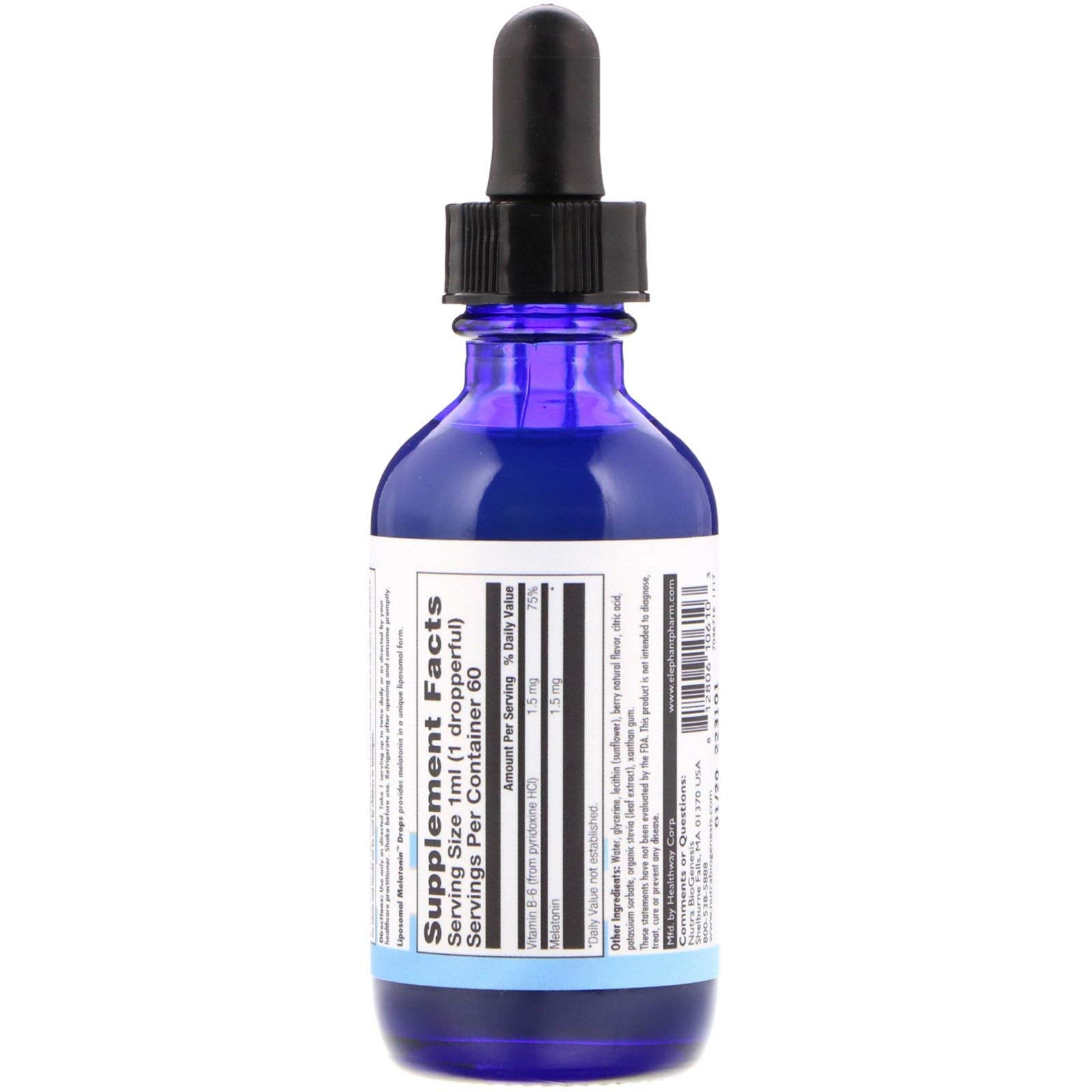 Nutra BioGenesis Liposomal Melatonin dropper showing quick absorption for calmer nights