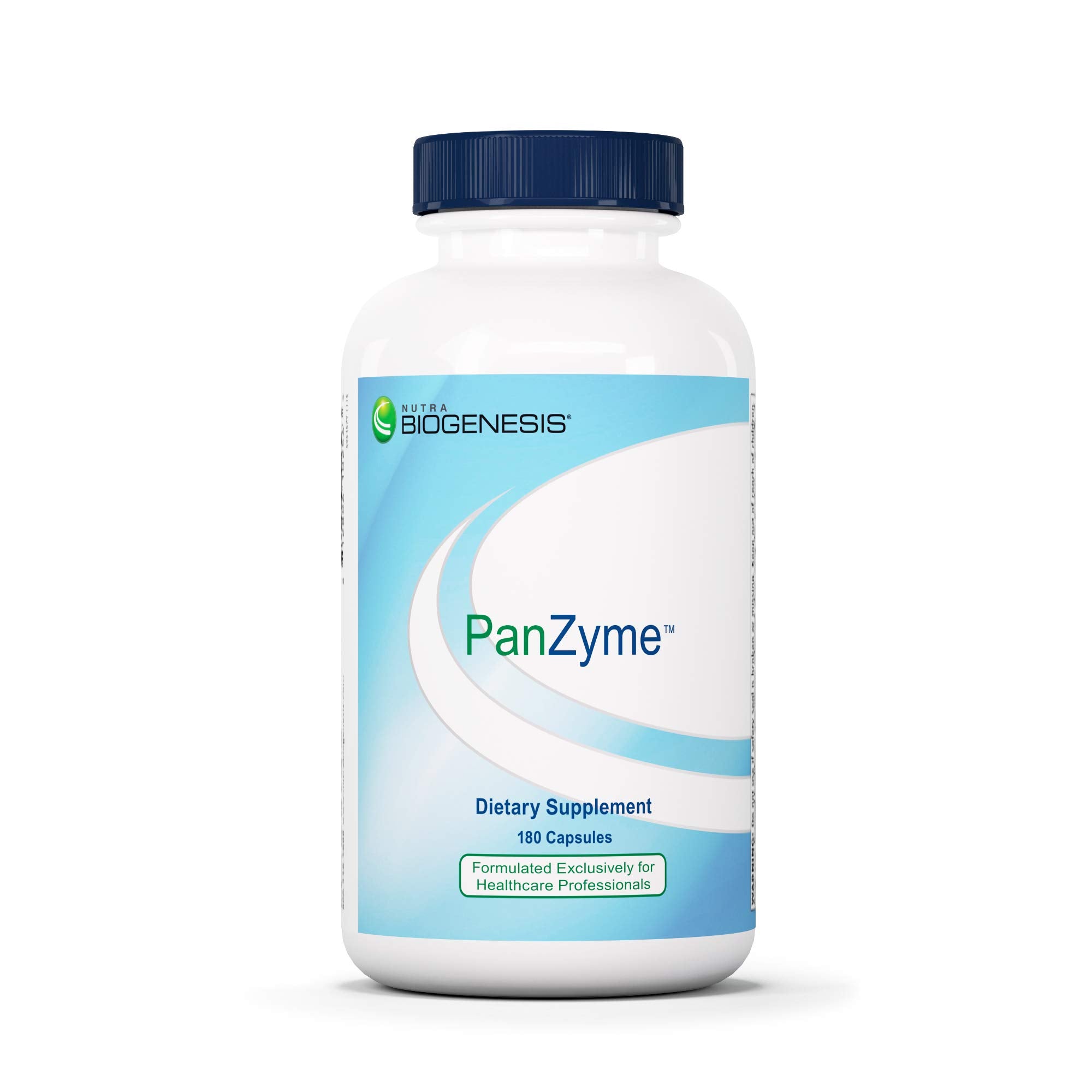 Nutra Biogenesis PanZyme bottle for daily digestive support with meals.