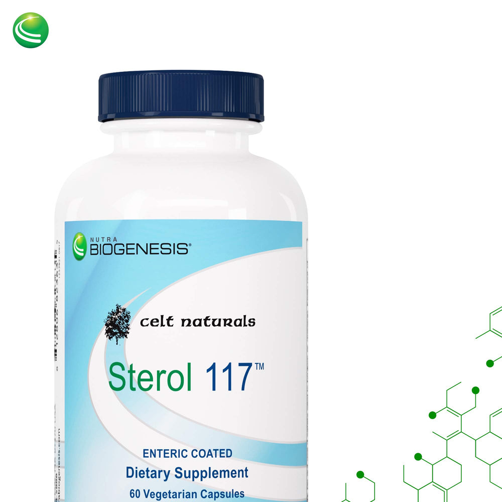 Nutra BioGenesis Sterol 117 packaging—veggie capsules for easy use.