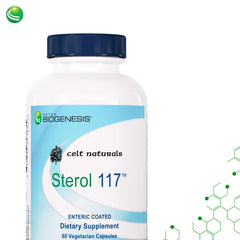 Nutra BioGenesis Sterol 117 packaging—veggie capsules for easy use.