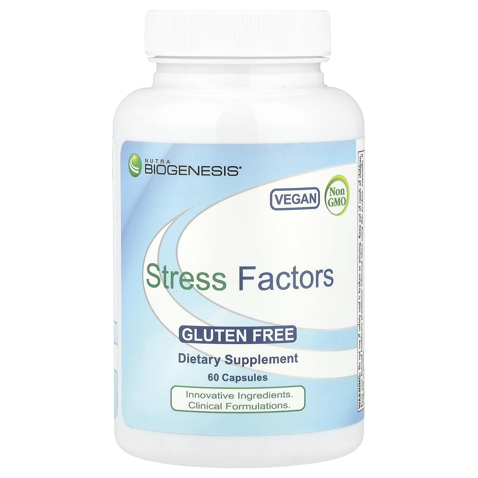 Nutra BioGenesis Stress Factors bottle with capsules for calm support